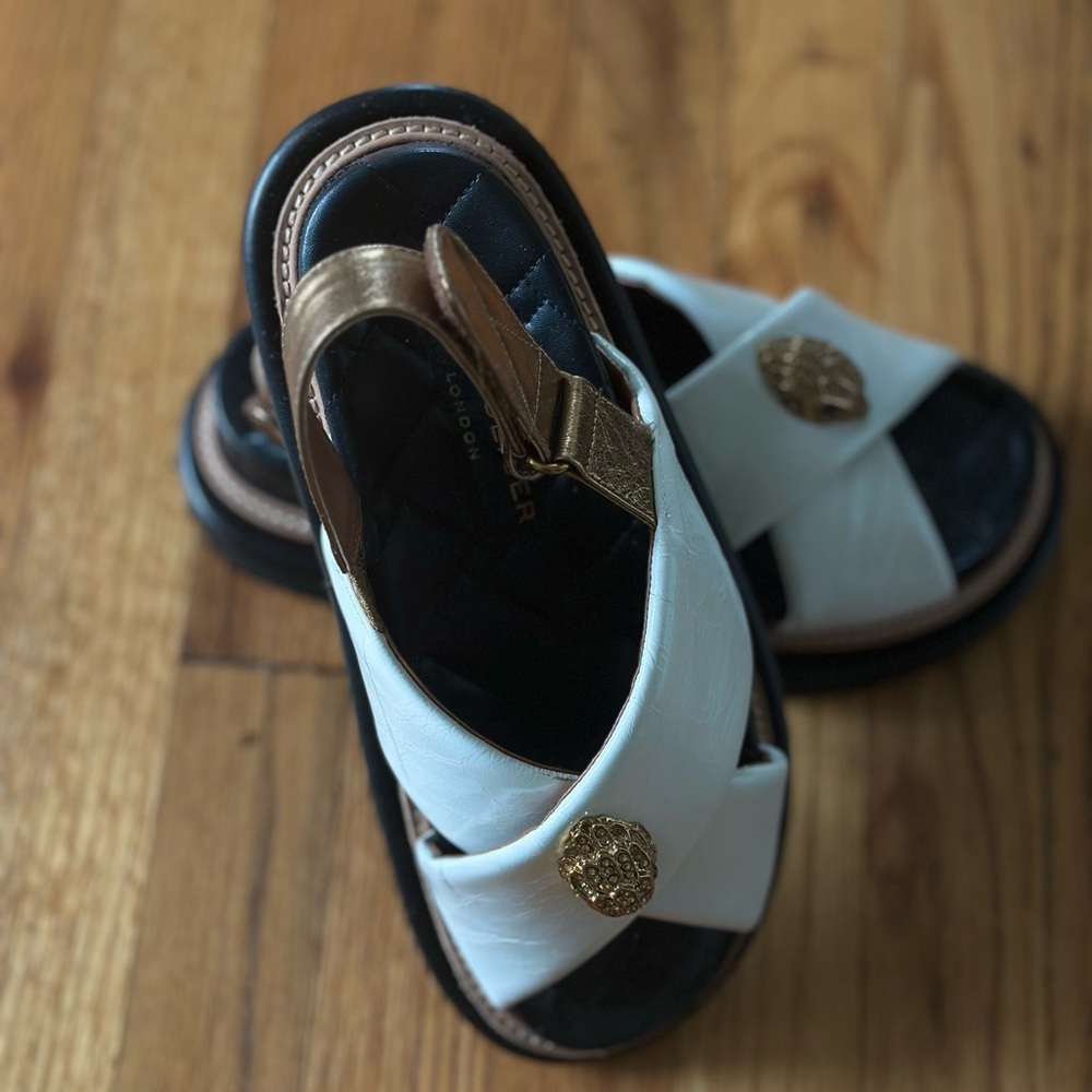 Kurt Geiger London Orson Leather Slingback Cross Strap Platform Dad Sandals